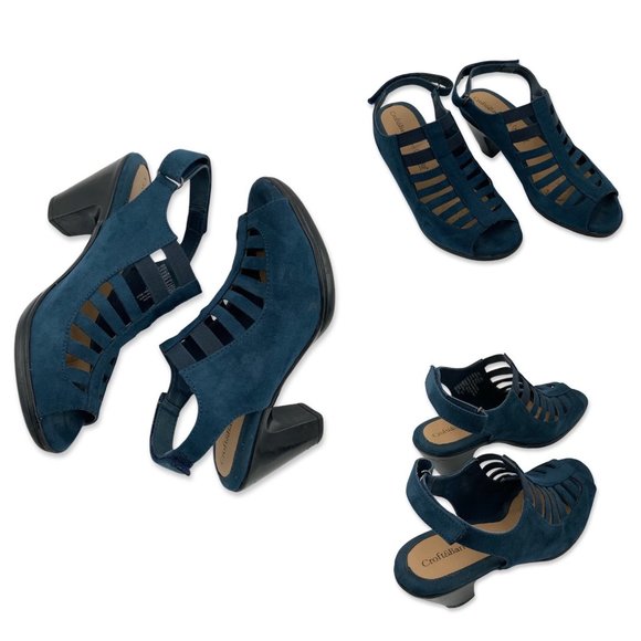 croft & barrow Shoes - Croft & Borrow Strap Elastic Peep Toe Heel Womens 8 Blue